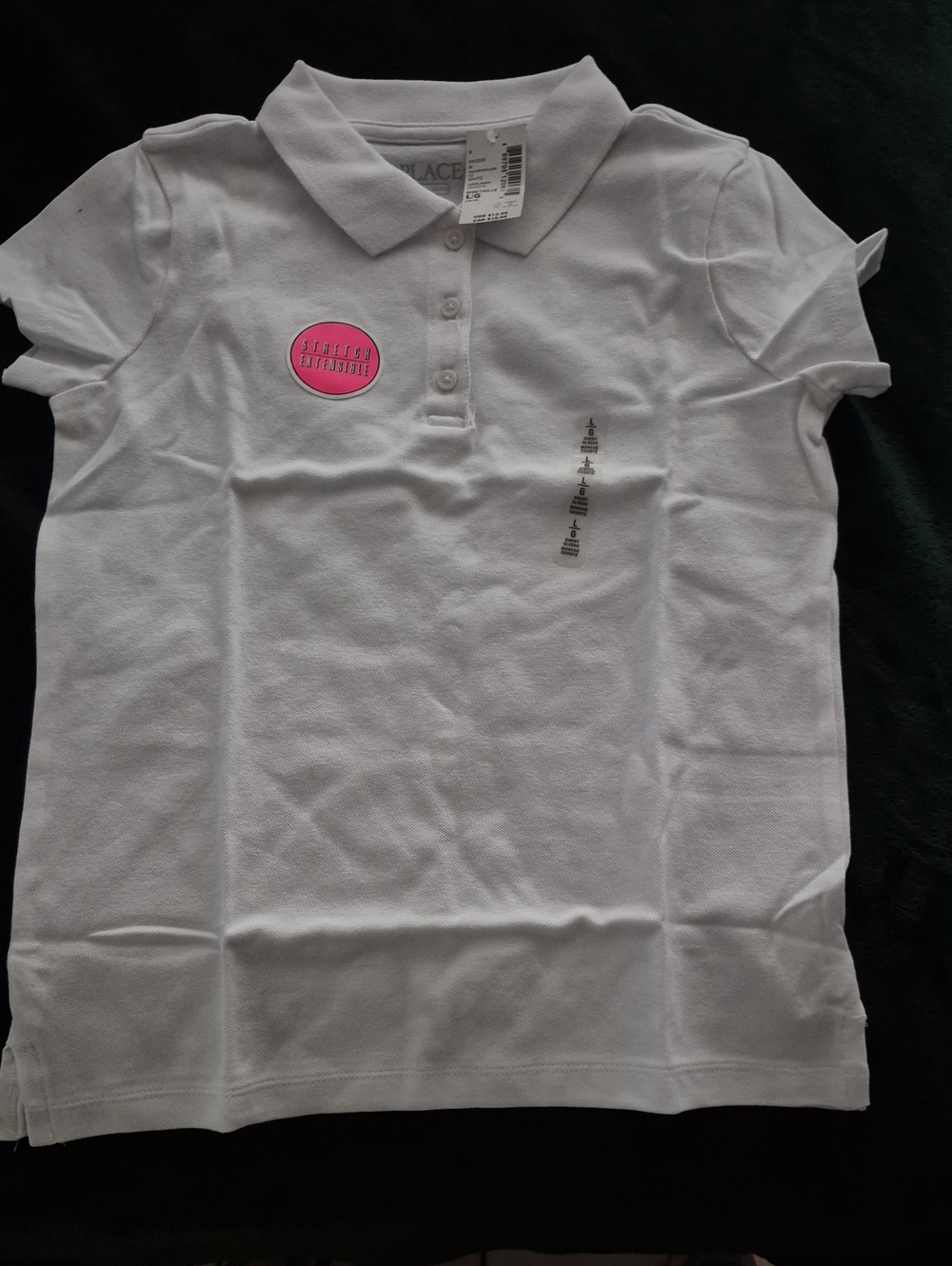 Girls White Polo Shirt with Pink Patch - Unbranded
